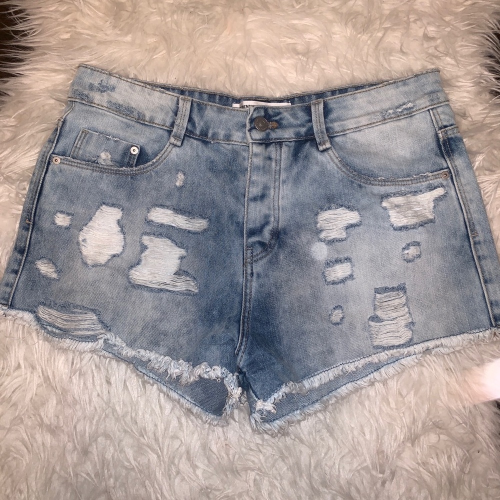 Zara denim ripped shorts